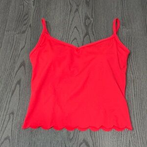 Lilly Pulitzer Luxletic Cassis Scallop Bra Tank Top Small Spicy Coral‎ UPF 50+